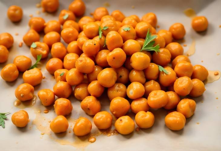 Savory Spiced Baked Chickpeas Spread on Baking Paper